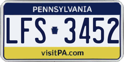 PA license plate LFS3452
