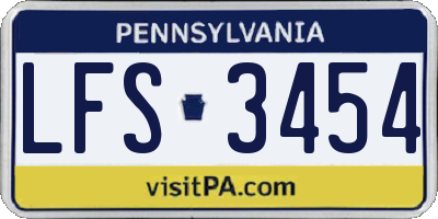 PA license plate LFS3454