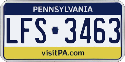 PA license plate LFS3463