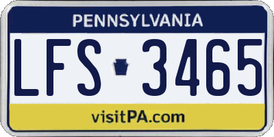 PA license plate LFS3465