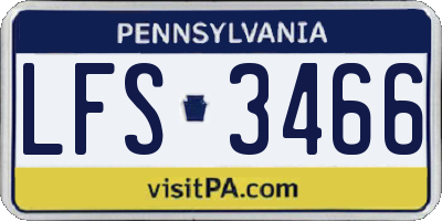 PA license plate LFS3466