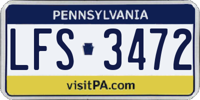 PA license plate LFS3472