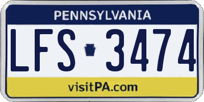 PA license plate LFS3474