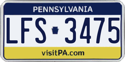 PA license plate LFS3475