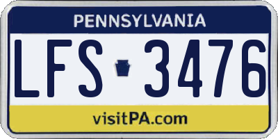 PA license plate LFS3476