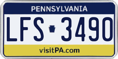 PA license plate LFS3490