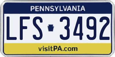 PA license plate LFS3492