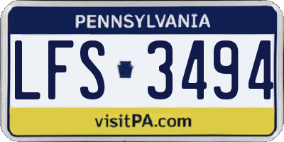 PA license plate LFS3494