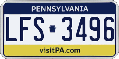 PA license plate LFS3496