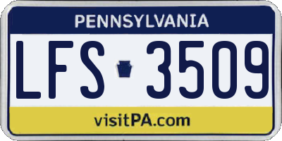 PA license plate LFS3509