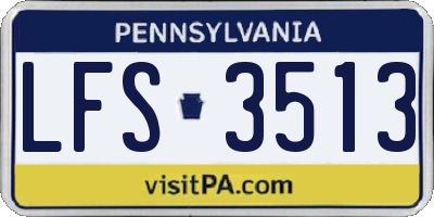 PA license plate LFS3513