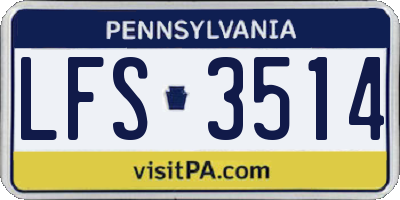 PA license plate LFS3514