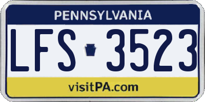 PA license plate LFS3523