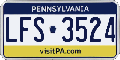 PA license plate LFS3524