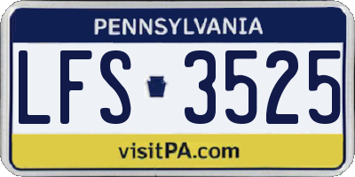 PA license plate LFS3525