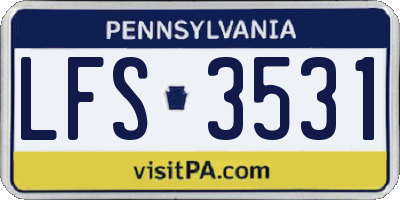 PA license plate LFS3531