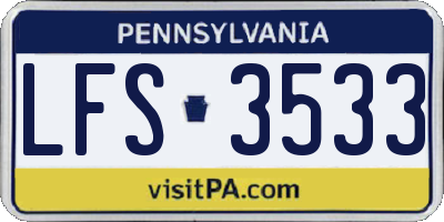 PA license plate LFS3533