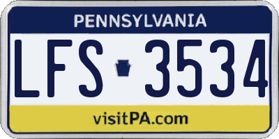 PA license plate LFS3534