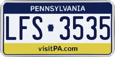 PA license plate LFS3535