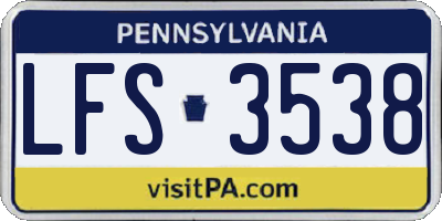 PA license plate LFS3538