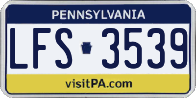 PA license plate LFS3539