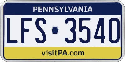 PA license plate LFS3540