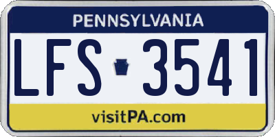 PA license plate LFS3541