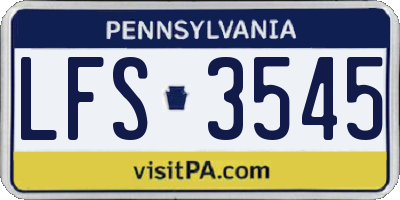 PA license plate LFS3545