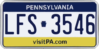PA license plate LFS3546