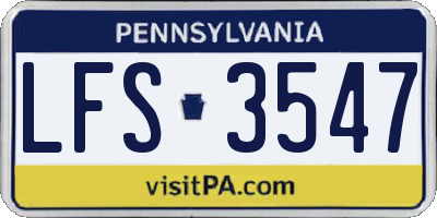 PA license plate LFS3547