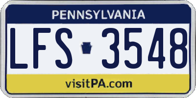 PA license plate LFS3548