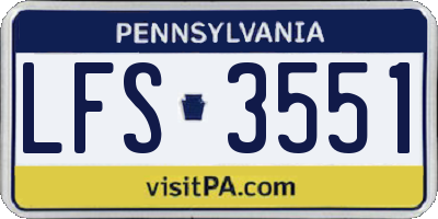PA license plate LFS3551