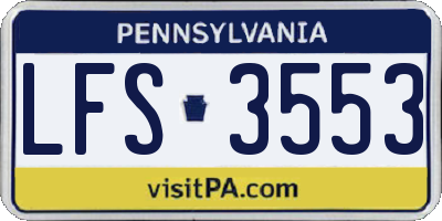PA license plate LFS3553