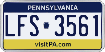 PA license plate LFS3561