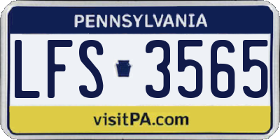 PA license plate LFS3565