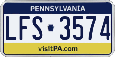 PA license plate LFS3574