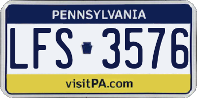 PA license plate LFS3576