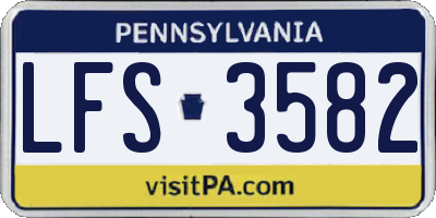 PA license plate LFS3582