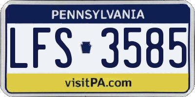 PA license plate LFS3585