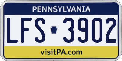 PA license plate LFS3902