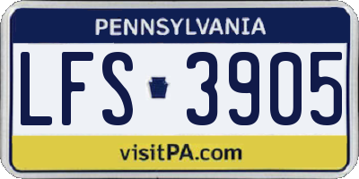 PA license plate LFS3905