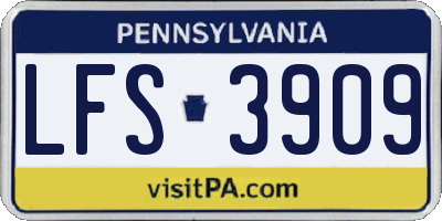 PA license plate LFS3909