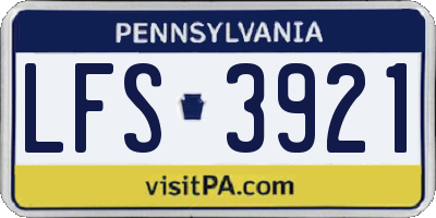 PA license plate LFS3921