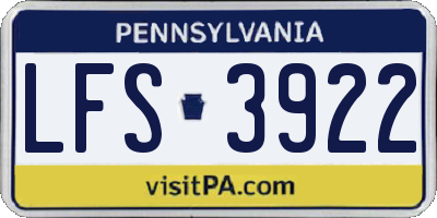 PA license plate LFS3922