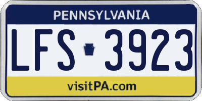 PA license plate LFS3923