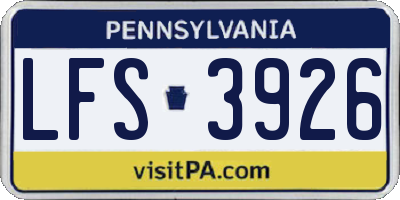 PA license plate LFS3926