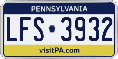PA license plate LFS3932