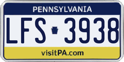 PA license plate LFS3938