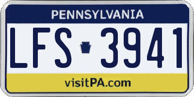 PA license plate LFS3941