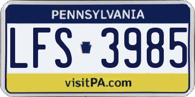 PA license plate LFS3985